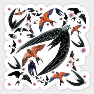 Swallows and swift pattern (Yellow) Sticker